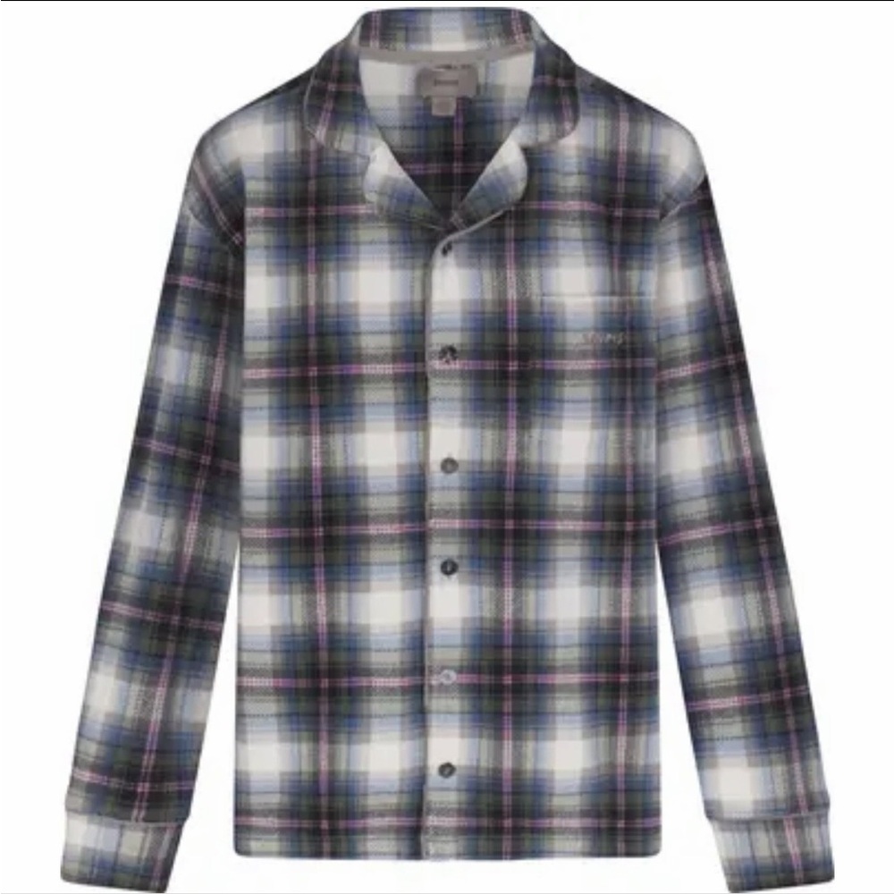 💙💗🖤SKIMS Unisex Fleece MULTI PLAID Sleep/Pajama Top Black/White/Blue/Pink Medium